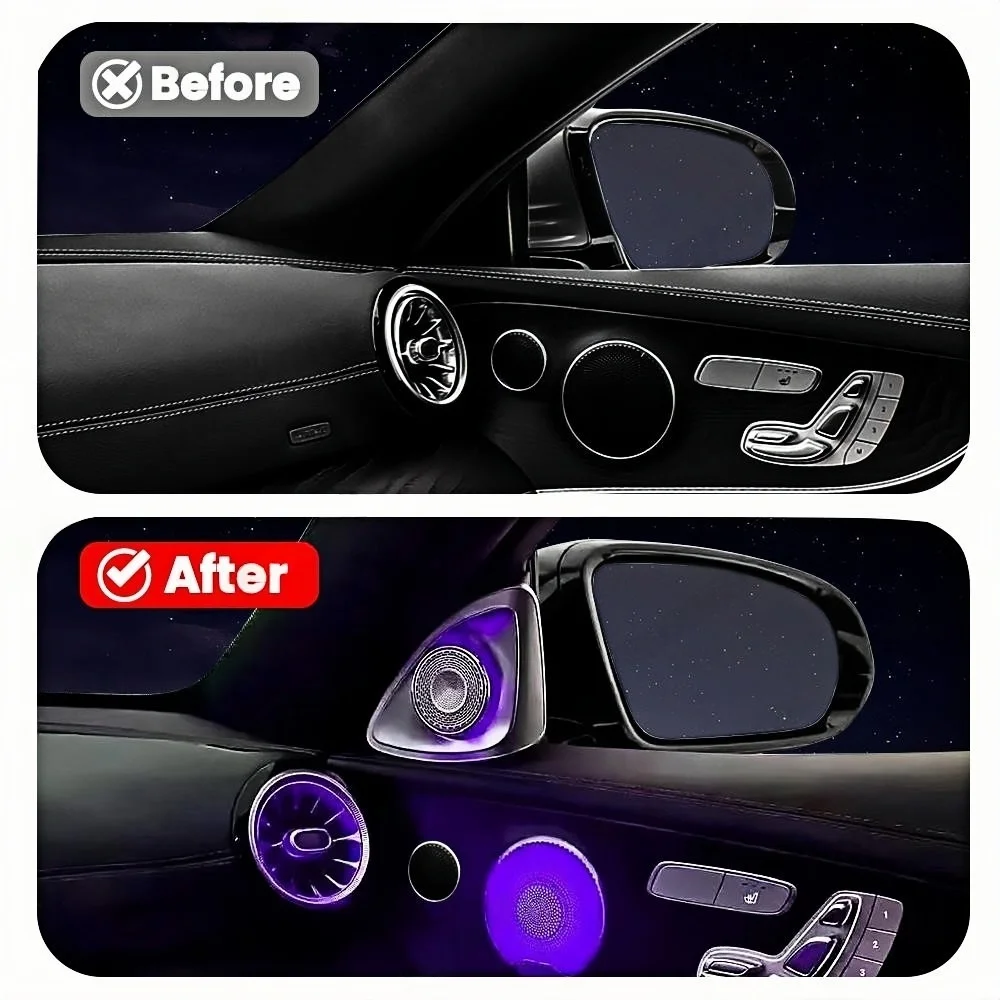 64 Colors 4D Speaker Horn Ambient Light for Mercedes-Benz E-Coupe W238 Rotating Tweeter Car Decorative LED Speaker Upgrade