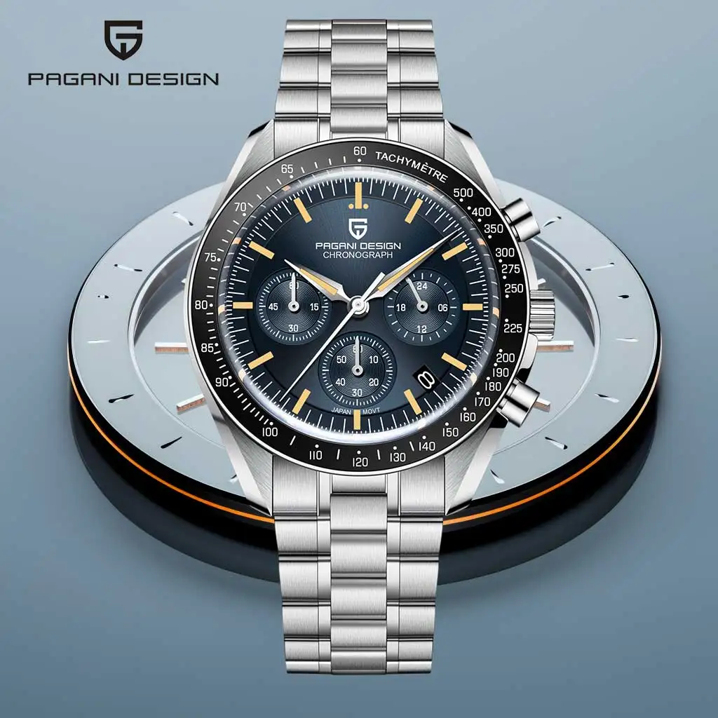 PAGANI DESIGN 1701 Moon Men's Watches Luxury Chronograph Quartz Watch For Men AR Sapphire Glass 100M Waterproof Wristwatch 2026
