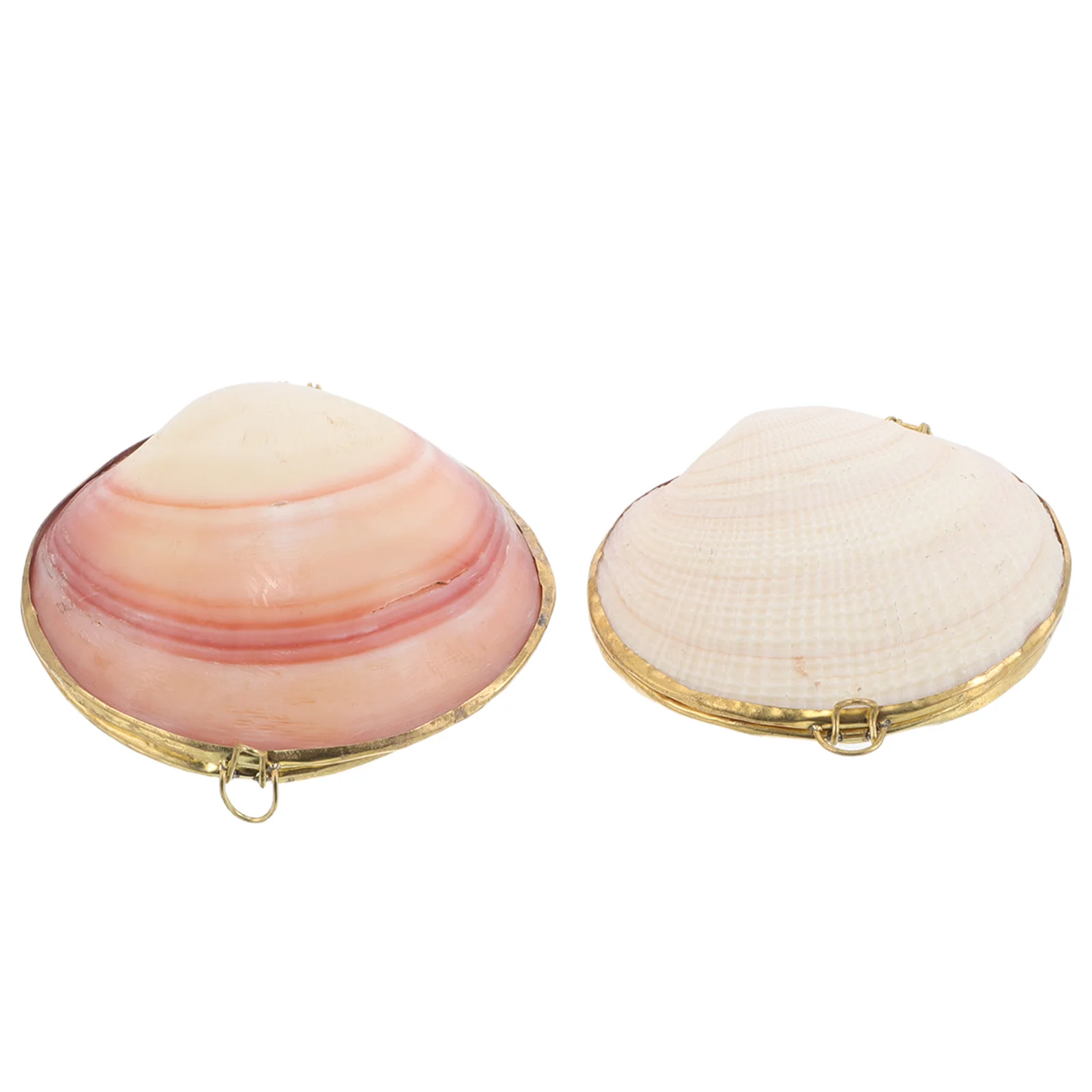 

2 шт., винтажная шкатулка для драгоценностей с золотой оправой, чехол для безделушек ручной работы с ракушками для колец, серег, ожерелий, органайзер для хранения, ретро