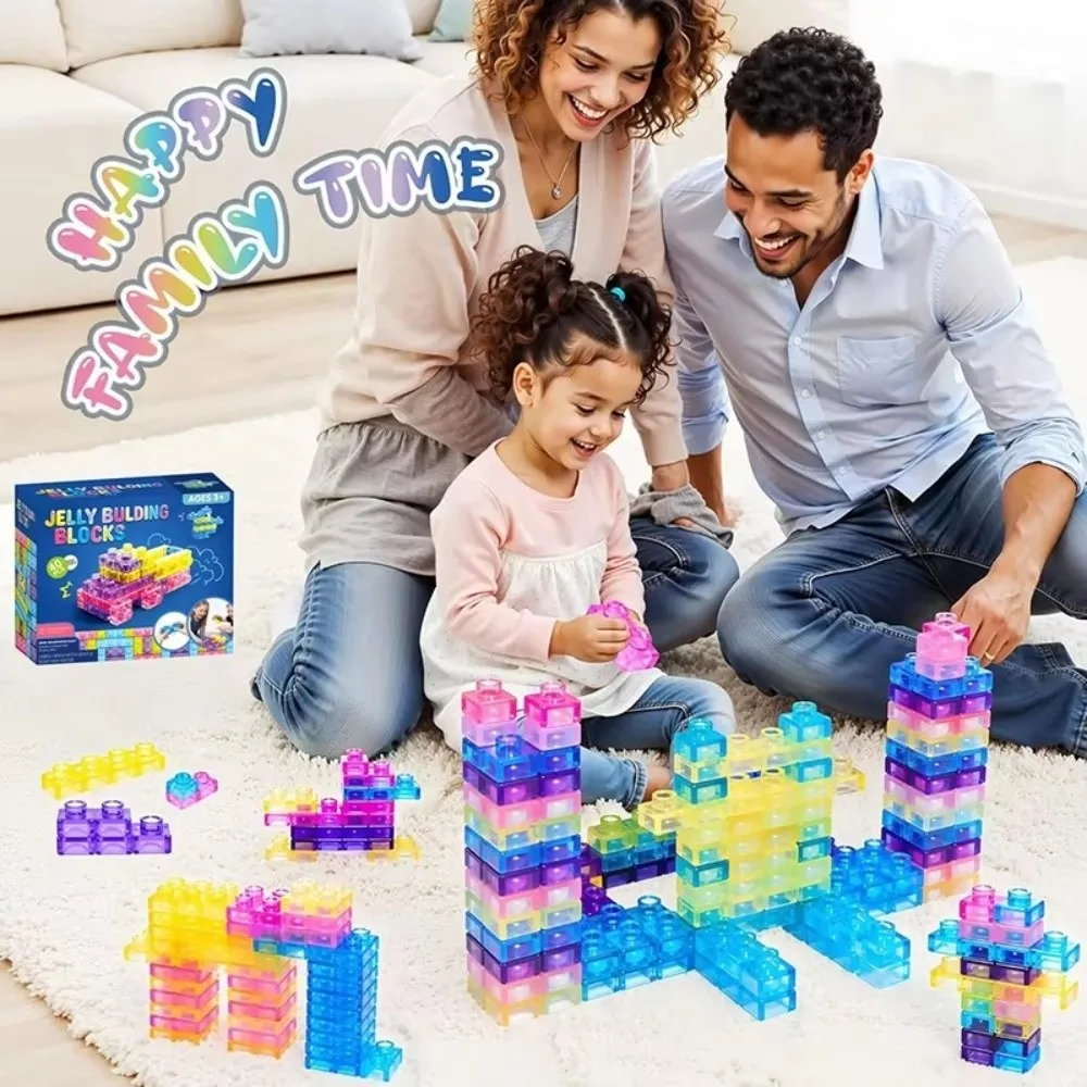 Fidget Soft Jelly Jelly Building Blocks Flexible Stackable Squishy Building Blocks Twistable Rubber Soft Jelly Blocks Bath
