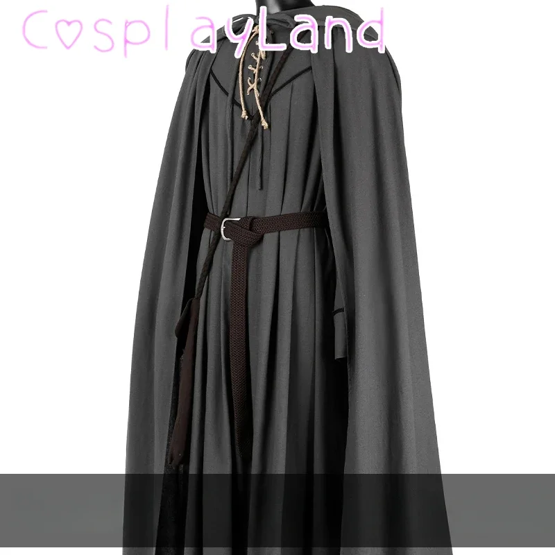 New Arrival Rings Gandalf Cosplay Costume Grey Costumes with Hat Wig Comic Con Outfit Custom Size Halloween Costume Men Suit view 3