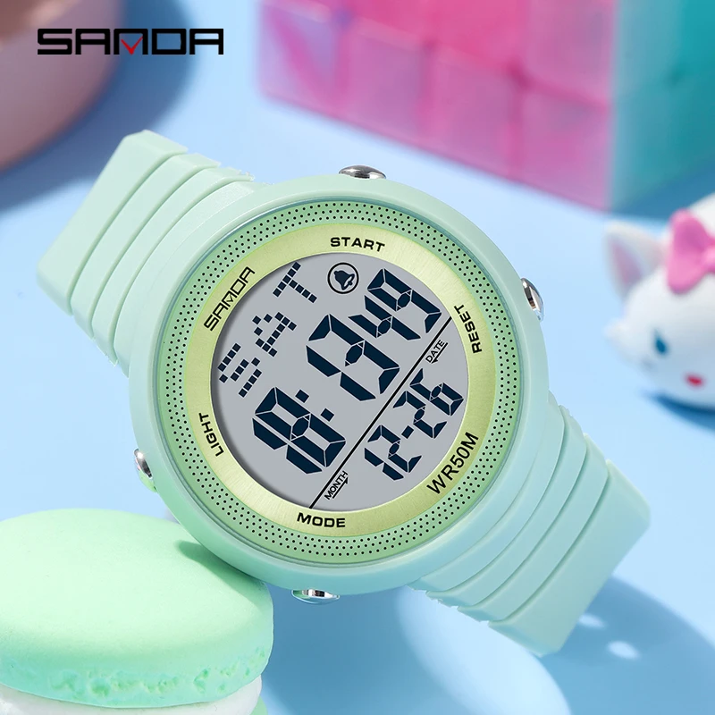 SANDA-reloj deportivo para mujer, cronógrafo Digital, resistente al agua hasta 50M, informal, de pulsera, color rosa, 6023