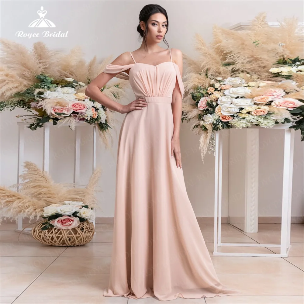 

Charming A Line Formal Dress Chiffon Sweetheart Off Shoulder With Spaghettis Customize Bridesmaid Prom Gowns vestidos de festa