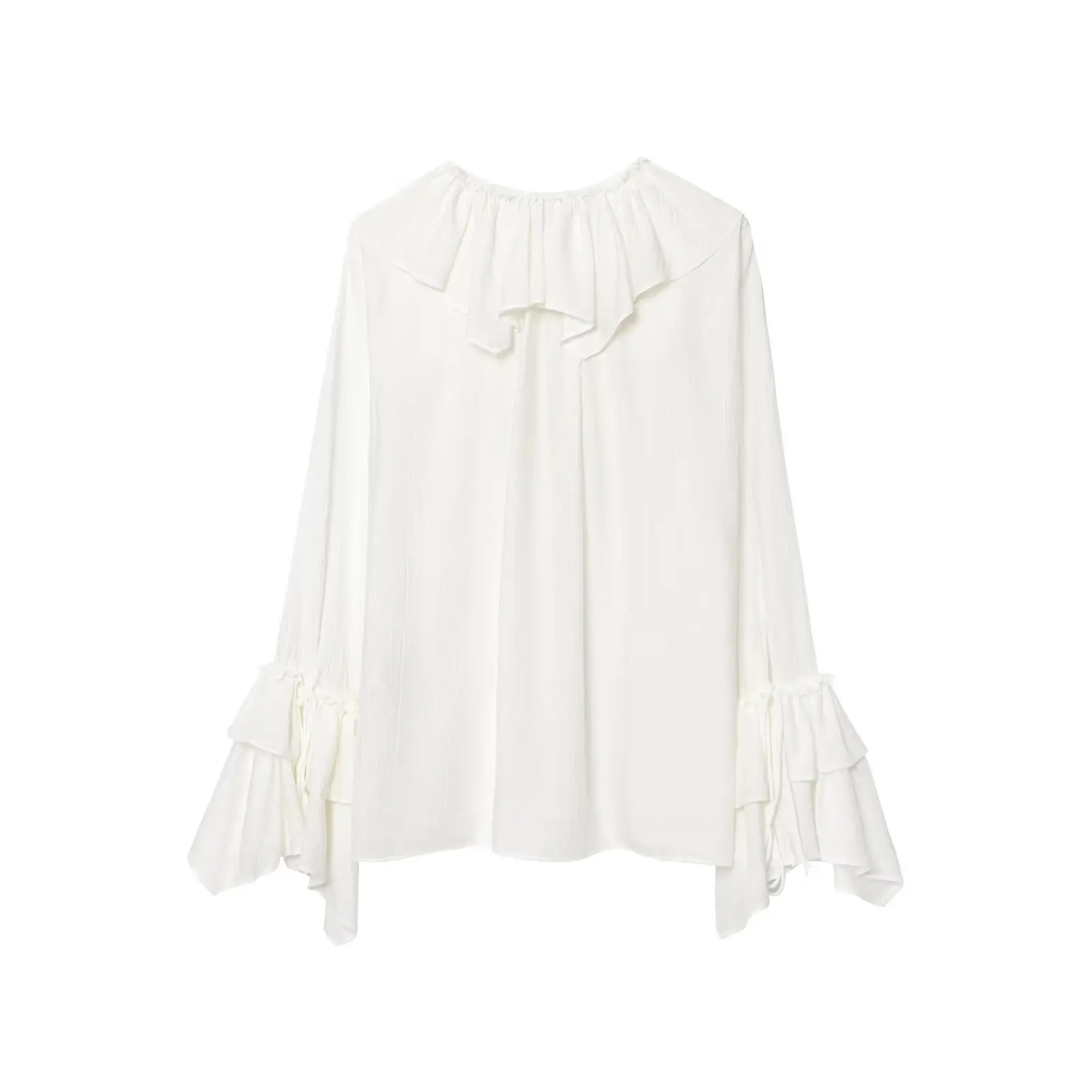 Transgraniczny nowy produkt 2025 europejsko-amerykański styl francuskie słodkie damskie koszule z ozdobnymi warstwami.