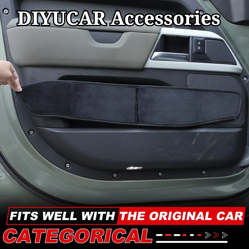 

For Land Rover Defender 110 2020-2026 Velvet Black Car Inner Door Panel Anti Kick Trim Interior Accessories