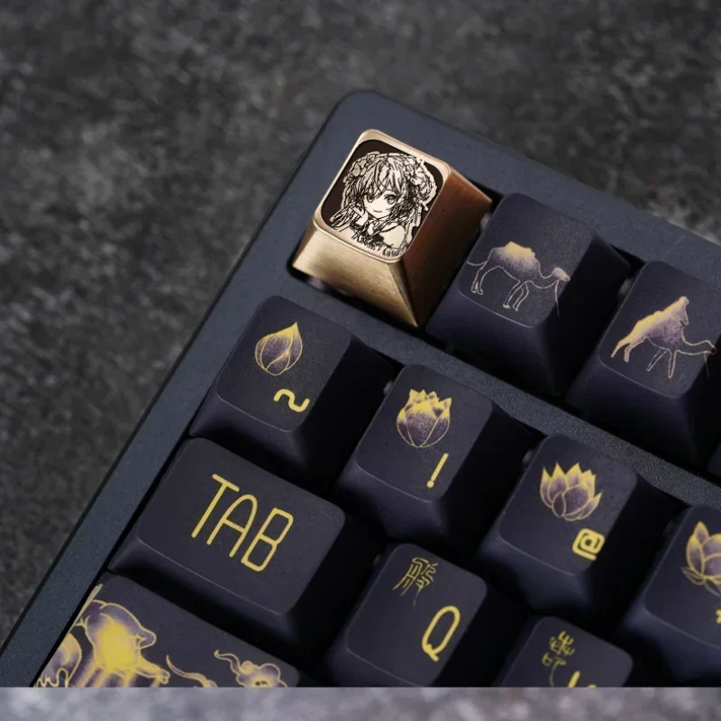 Cute Hatsune Miku Brass Anime Customize Artisan CNC Keyboard Caps Kawaii Wooting Decoration Mechanical Keyboard Accessories Gift