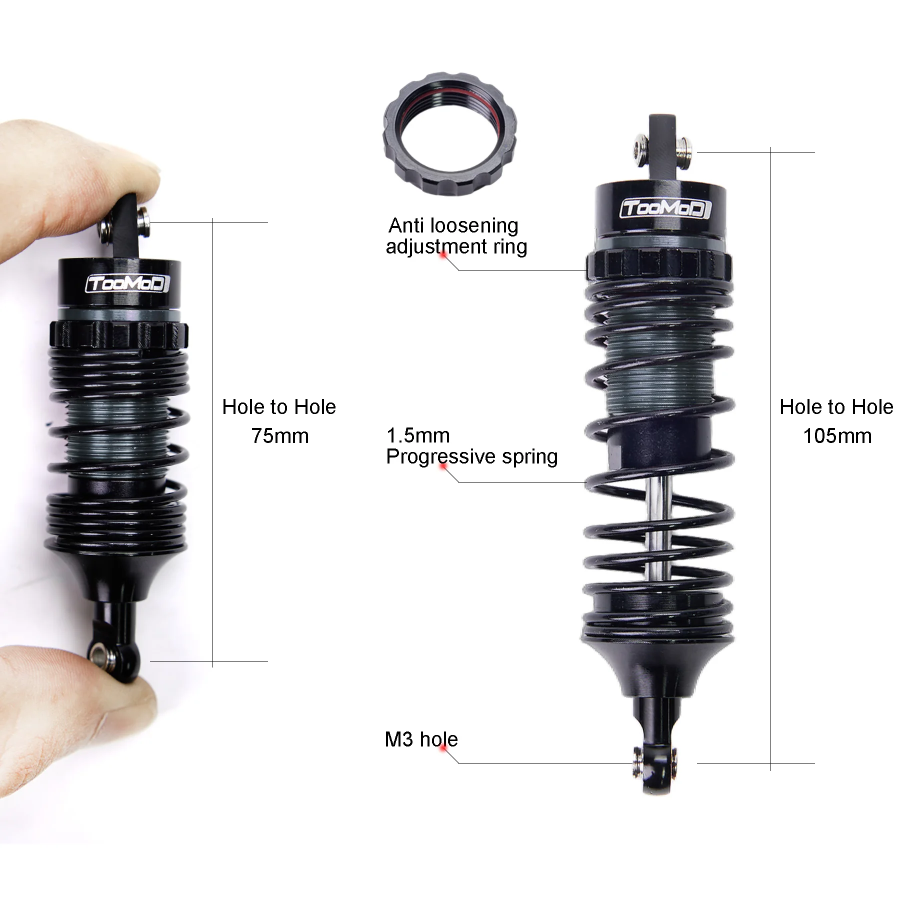 1/10 RC Oil Shock Absorber Compatible With Traxxas Slash 2WD/4X4, Rustler 2WD/4X4VXL, Stampede, Hos, Bandit Parts Upgrade