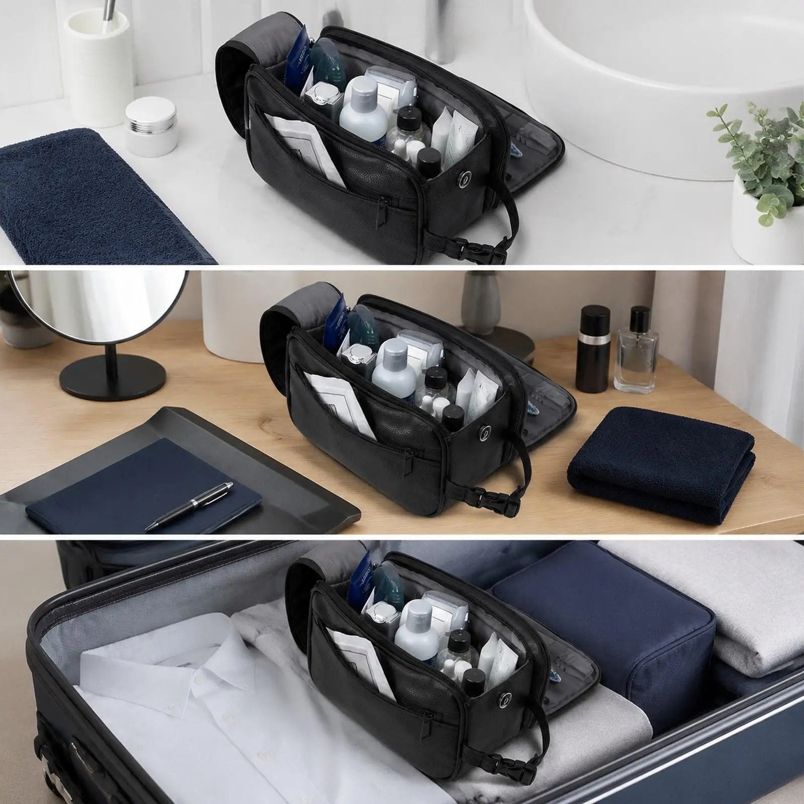 Men Toiletry Bag with Handle Travel Wash Bag Toiletries Cosmetic Shower Bag Shower Bathroom Makeup Bag for Camping Bathroom Gym