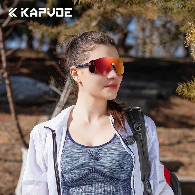 Kapvoe Fashion Ultralight Photochromic Cycling Glasses Men Road Bike Sunglasses MTB Women Windproof UV400 Bicycle Glasses