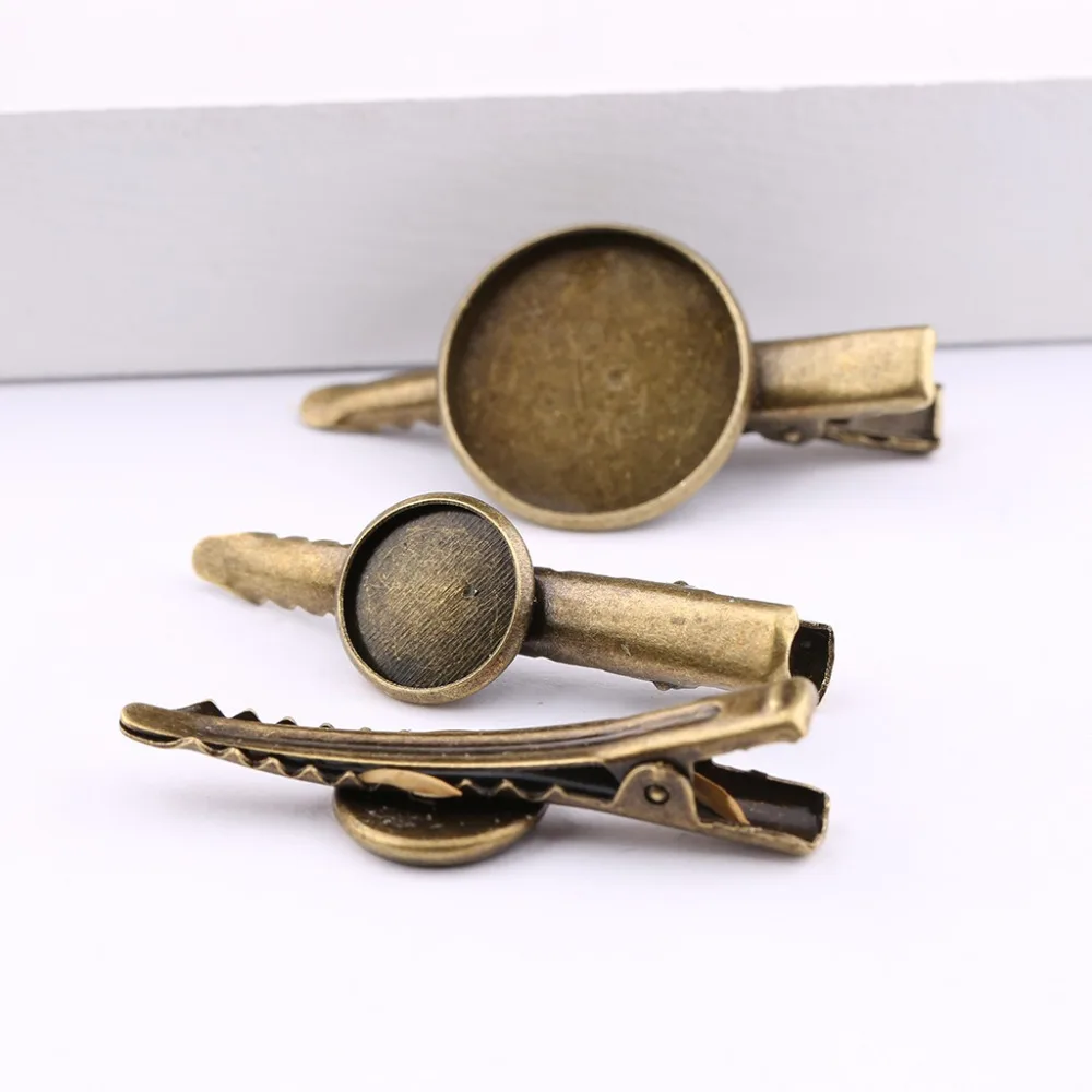 Onwear 10 قطعة مشبك شعر البرونز العتيقة قاعدة 12 مللي متر 20 مللي متر 25 مللي متر فارغة مشبك شعر كابوشون إعدادات لتقوم بها بنفسك الشعر مجوهرات اكسسوارات