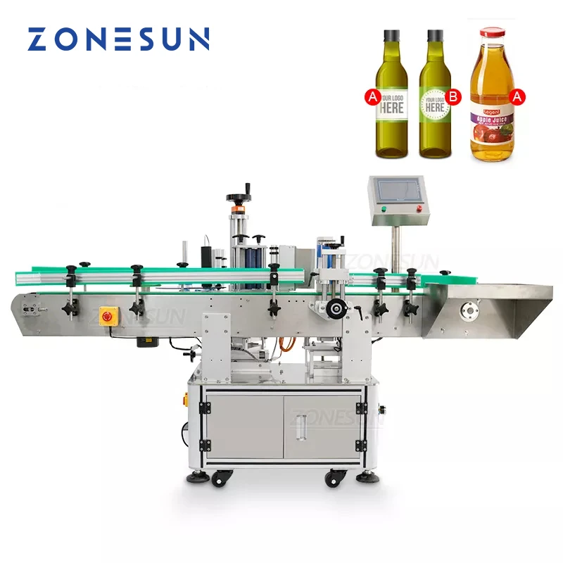 ZONESUN ZS-TB822 Vòng Tự Động Bề Mặt Dán Nhãn Máy Hãng Applicator Sơn Có Thể Chai Thẳng Đứng Lăn Dán Nhãn