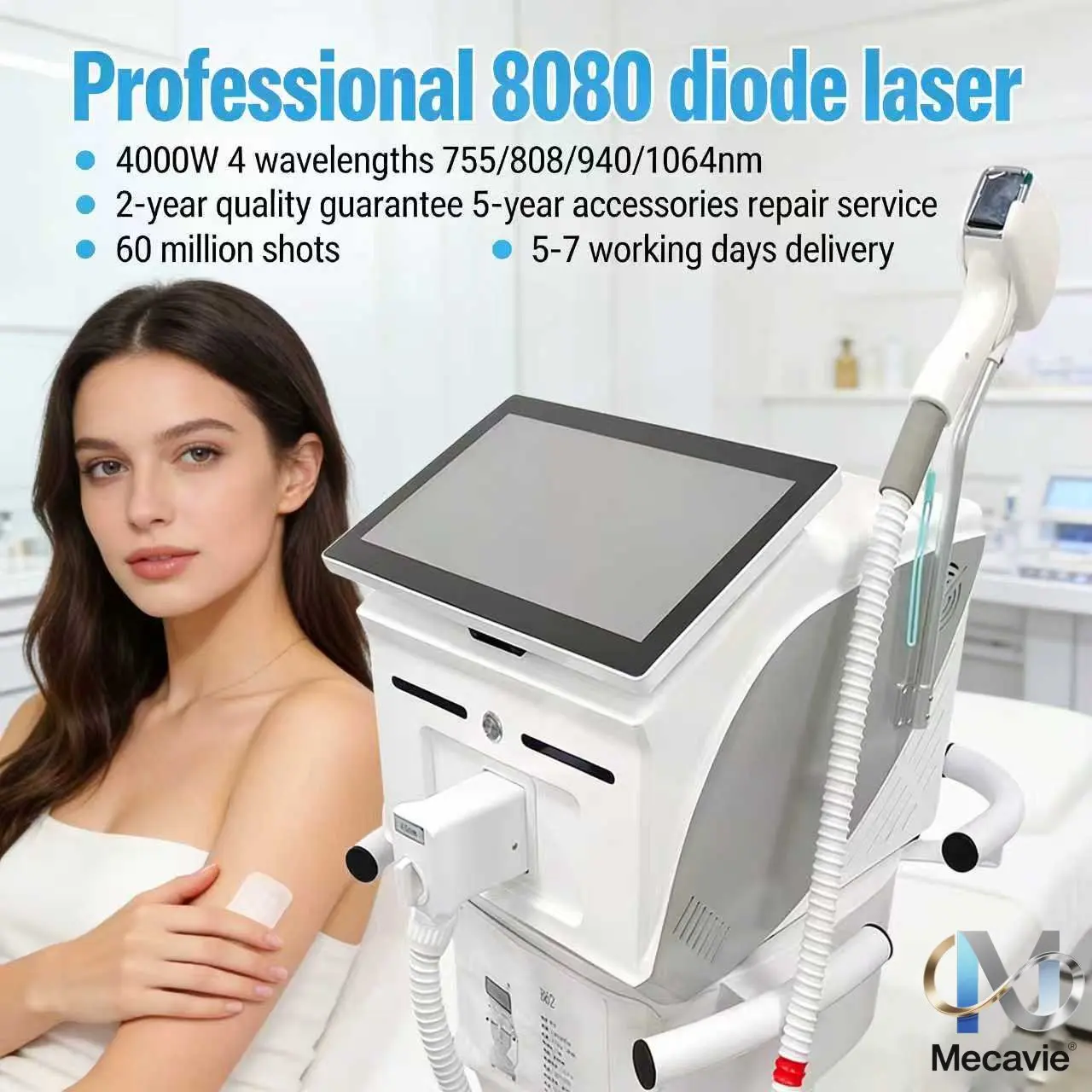 

4000w Soprano Diode Ice Laser Hair Removal Machine Titanium Body Face Permanent Painless 808/755/940/1064nm Device Skin Care
