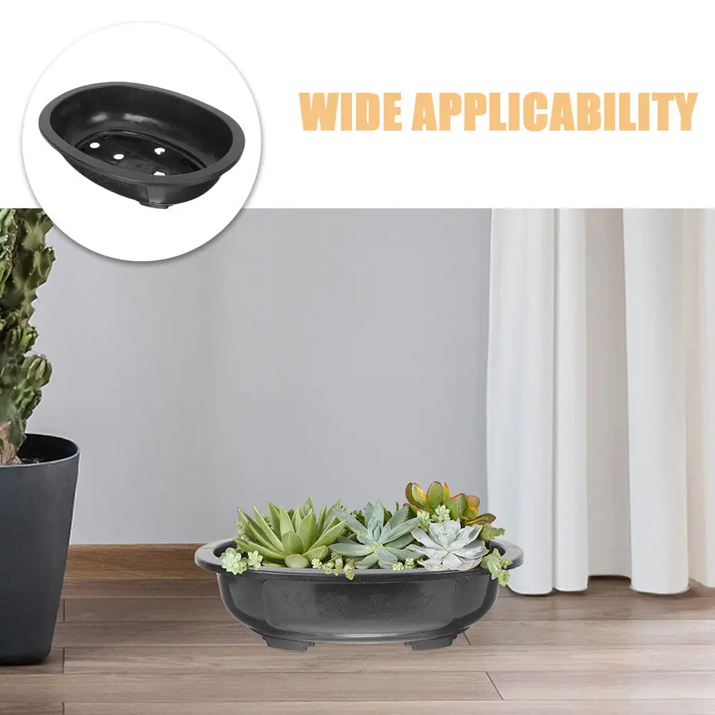 3Pcs Extra Large Oval Bonsai Planter Pot Plastic Flower Pot for Succulents Nursery Garden Balcony Lightweight Weather Resistant