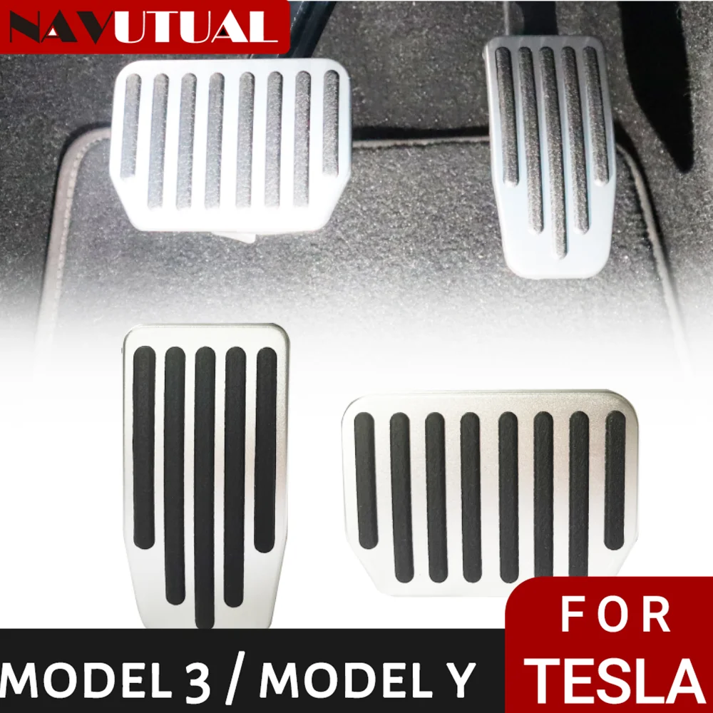 Copri pedali per auto per Tesla Model 3 Model Y 2021-2022 accessori pedale per freno acceleratore in lega di alluminio tre