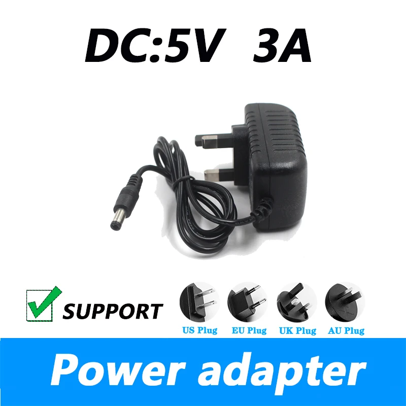1pcs 5V 3A DC5.5mm AC/DC Adaptor 5V3A 3000mA Power Adapter Supply Charger For Android TV Box SP DC 2meter cable