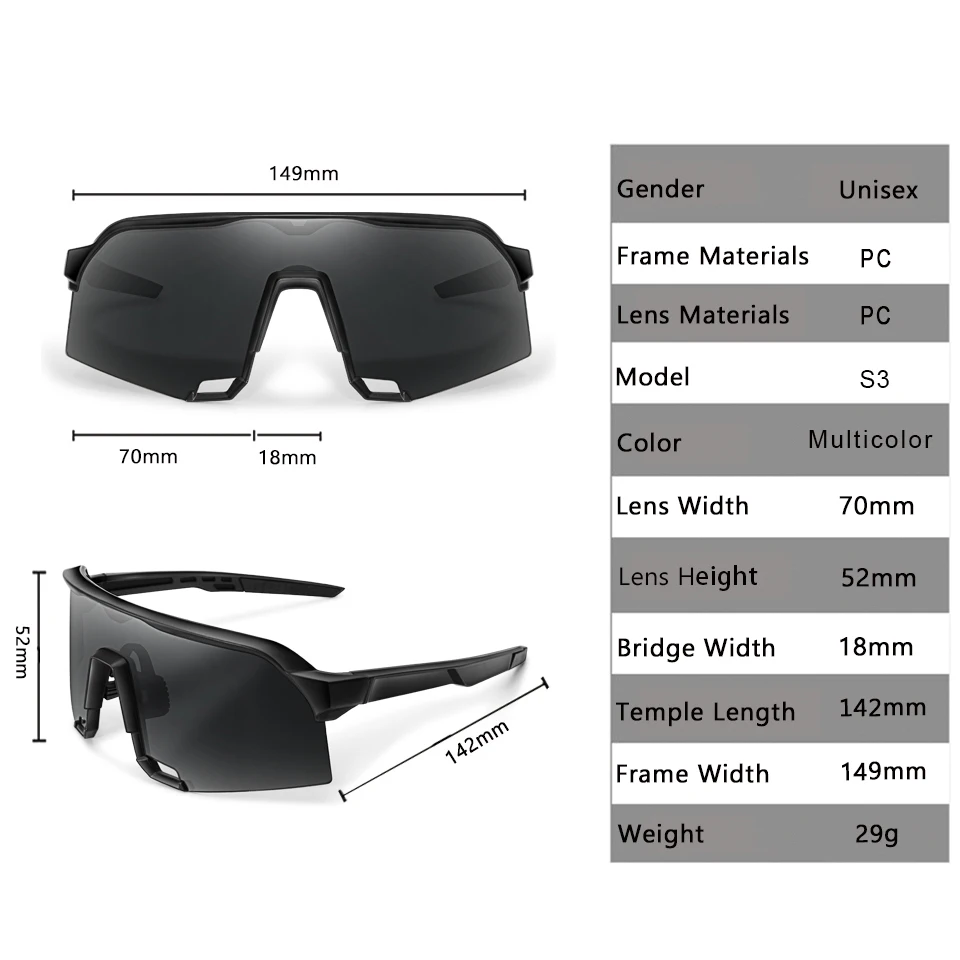 Brand 100 Cycling Sunglasses for Men and Women UV400 Protection 5 colors Big Frame Running Fishing Sports Eyewear