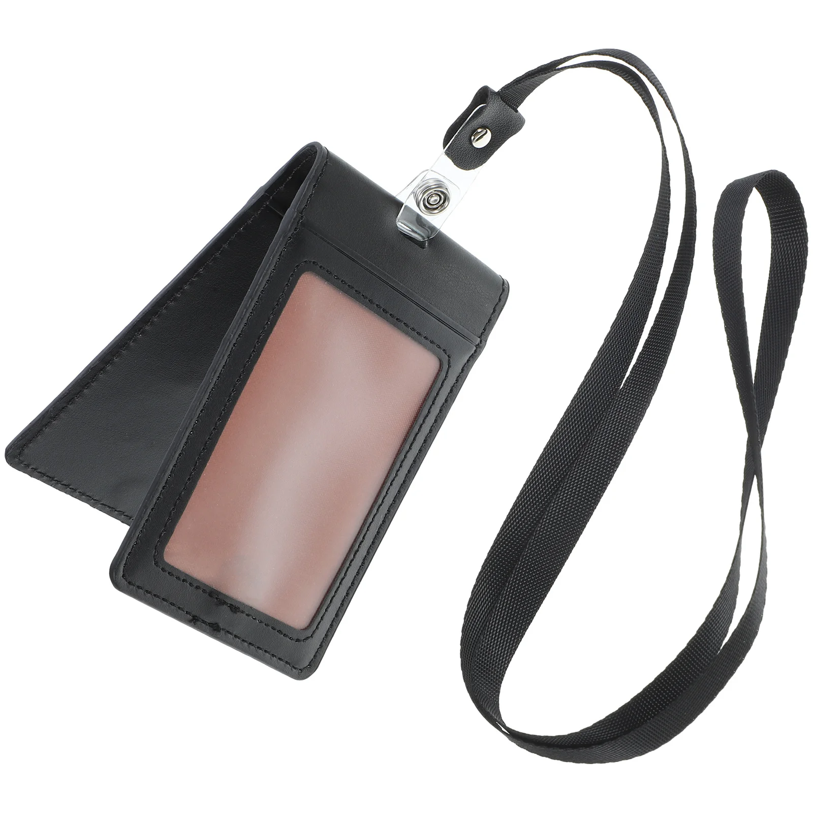 

PU Magnetic Card Holder Protective Sleeve Vertical Id Card Holder Badge Cover for Office School Use Badge Cover