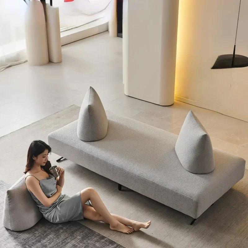 Italian minimalist backrestless armrestless sofa lamb fleece sofa