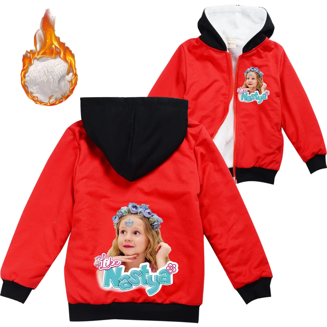 Russia Like Nastya Clothes Kids Winter Coats Baby Girls Outerwear Kid Hoodies Cardigan Zipper Jacket Children\'s Thicken Sweater