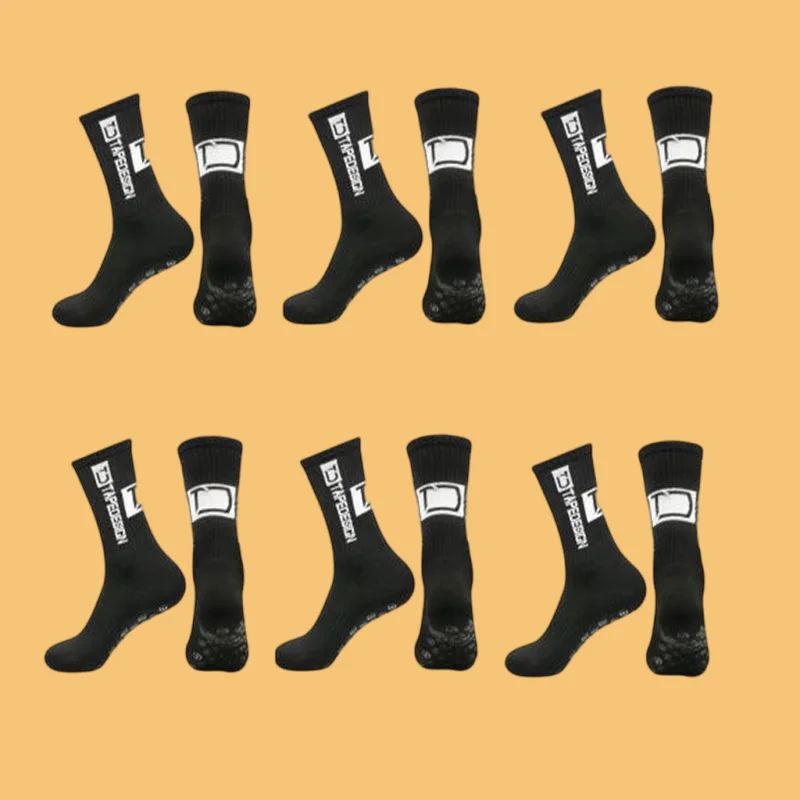 Calcetines de fútbol antideslizantes de media pantorrilla para hombres y mujeres, calcetines deportivos de ciclismo, calcetines casuales cómodos, alta calidad, 6 pares