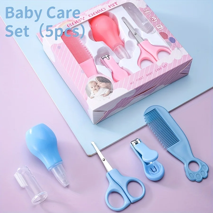 

The 5-Piece Children's Care Set Includes a Comb, Scissors, Nail Clippers, and a Set of Convenient Nail and Pedicure Tools for Travel