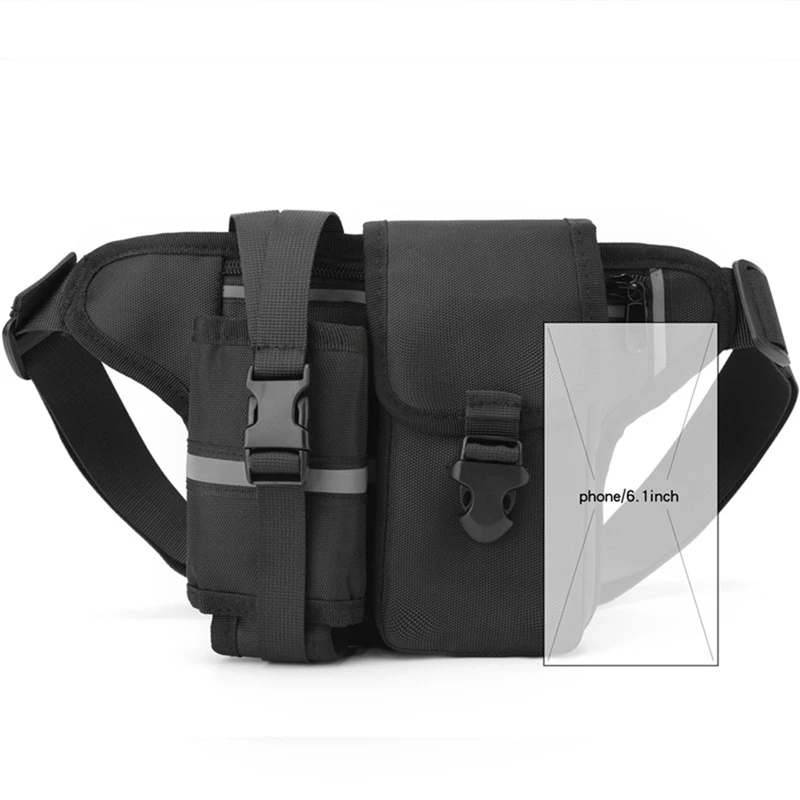 Waterproof Nylon Hiking Fanny Pack Sports Bum Bag With Bottle Holder Phone Sport Belt Waist Bags