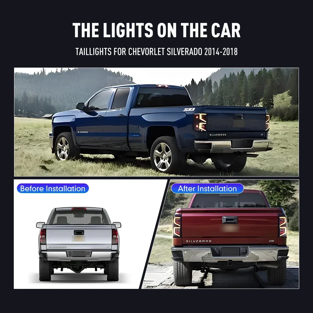

LED Tail Lights for Chevorlet SILVERADO 2014-2018 Taillights Rear Lights with Brake Reversing Driving Fog Lamp Turn Signal Lamp