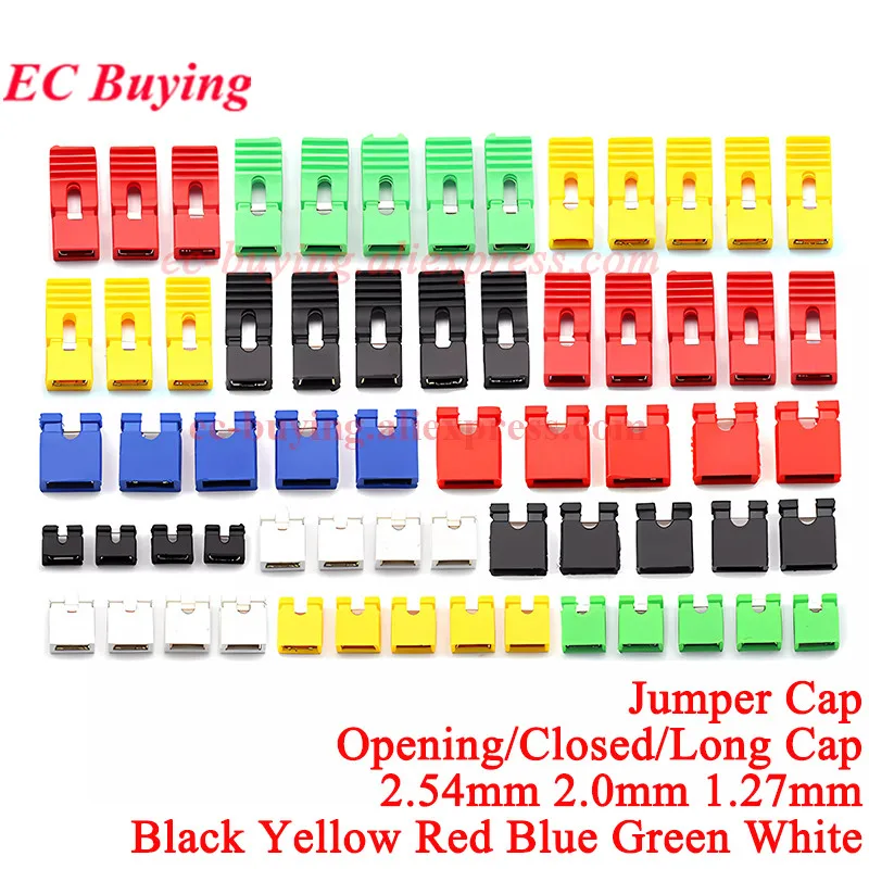 Tampa de jumper 2.54mm 2.0mm 1.27mm, 50-100 peças, cabeçote de pino de passo, tampa curta, conector de carcaça de fio, tipo lo