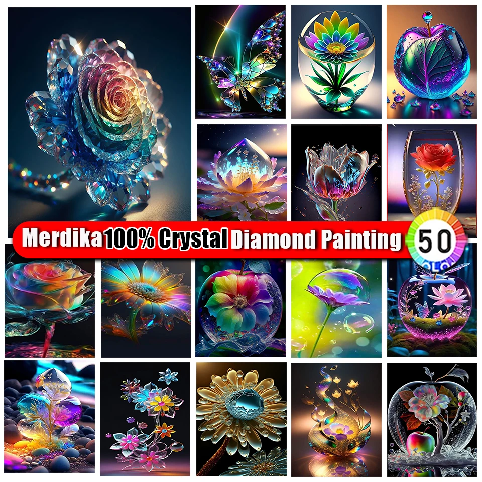 

100% Crystal Diamond Painting Flower Rose Art 5D Diamond Embroidery Colorful Landscape Picture DIY Cross Stitch Home Decoration