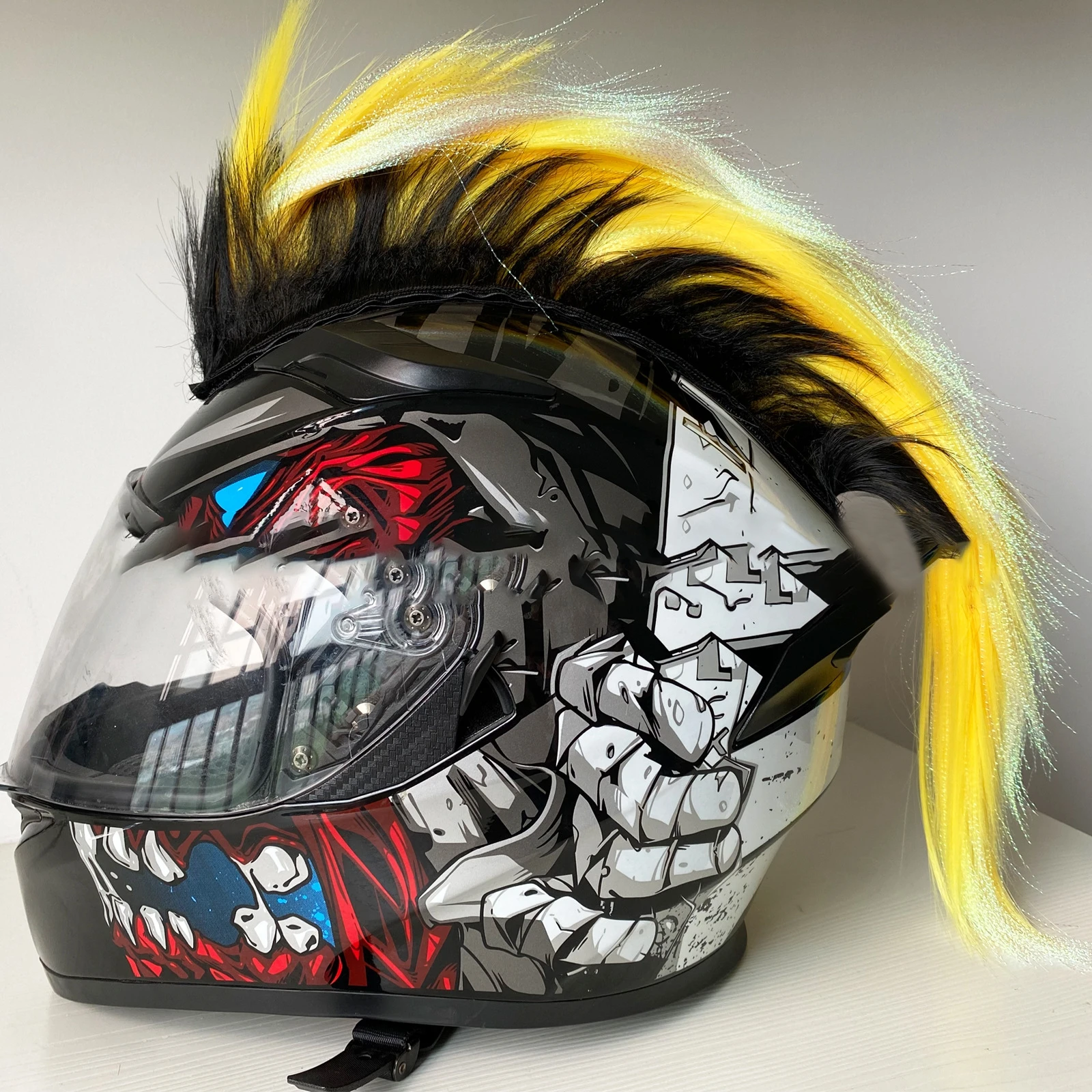 

Motorcycle Full Face Off-Road Motocross Helmet Mohawk Helmet Wig Cockscomb Hair Sticker Paste Decorative Accessory