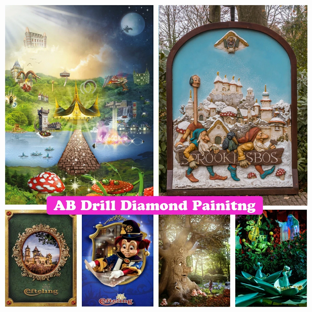 Efteling Park 5D DIY AB Drills Diamond Painting Netherlands Fantasy Children's Paradise Cross Stitch Embroidery Children's Gifts