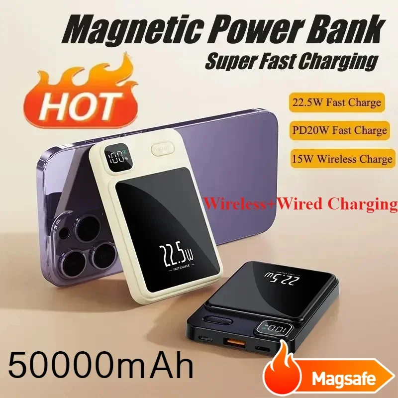 PD 20W 100000mAh Wireless Magnetic Power Bank Portable Fast Charging External Battery for Magsafe Android iPhone Samsung Xiaomi