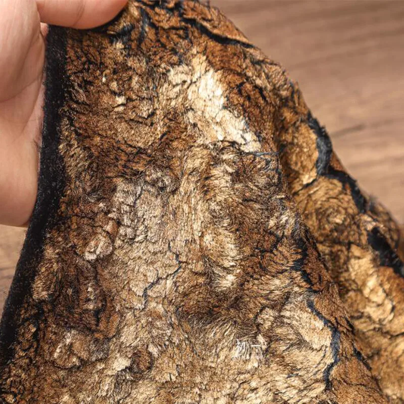 50x145cm Cracked Metallic Leatherette Fabric Fur Woolen Texture Coat Clothing Designer Shawl Bag DIY Plush for Apparel