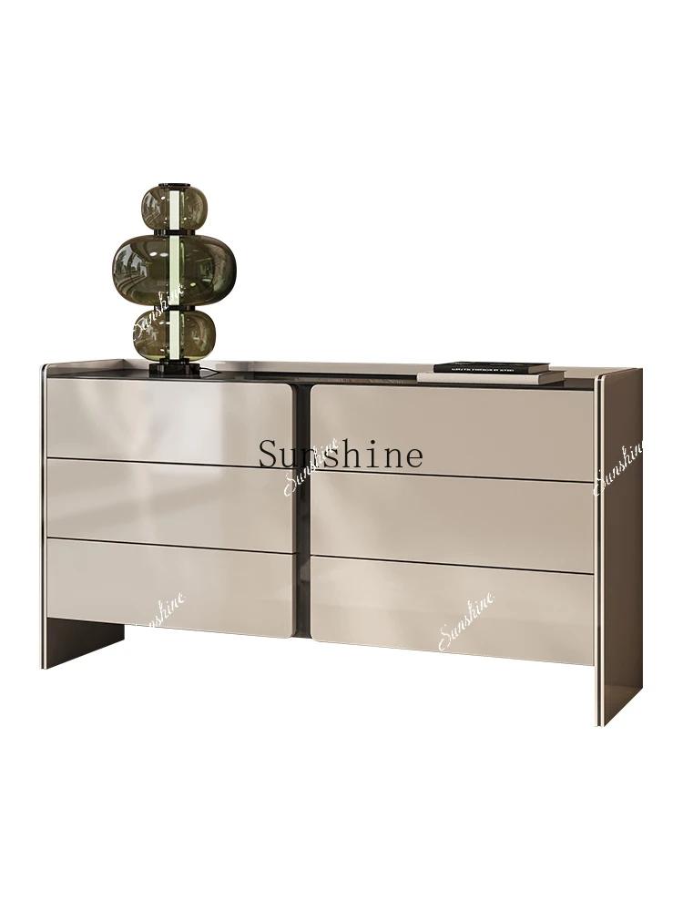 طلاء مرآة فاخر خفيف وحديث، خزانة بستة صدر، شقة صغيرة، غرفة المعيشة، جانب الطعام، تخزين متعدد الوظائف FT #4