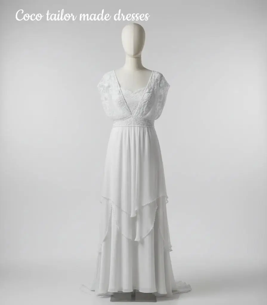 

Western Country Wedding Dress Caped Lace Sleeves Pearls Beading A-Line Vintage Bridal Gowns Open Back Pastrol Style Customized