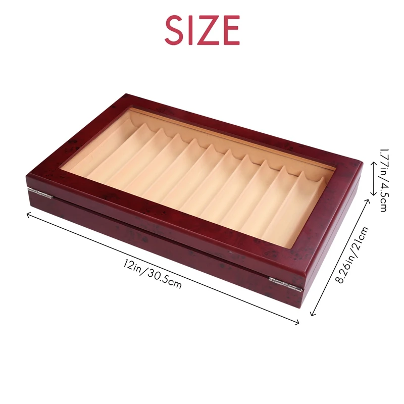 12 Slots Wood Pen Display Box Pen Fountain Storage Box Wood Showcase Organizer