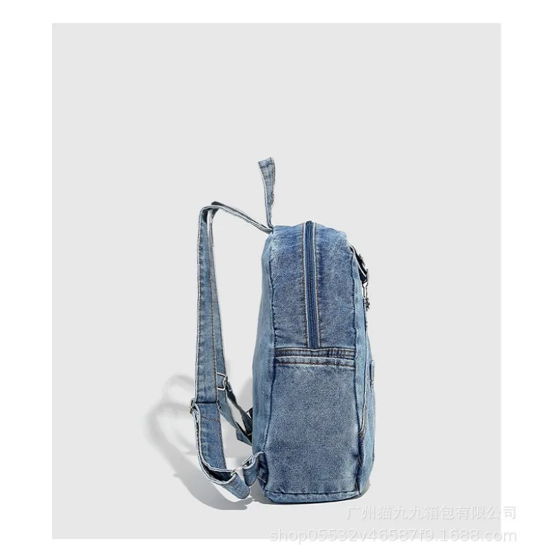 2024 Vintage Denim Shoulder Bag Korean Large-capacity Washed Mini Backpacks College Students Schoolbag Leisure Travel Backpacks