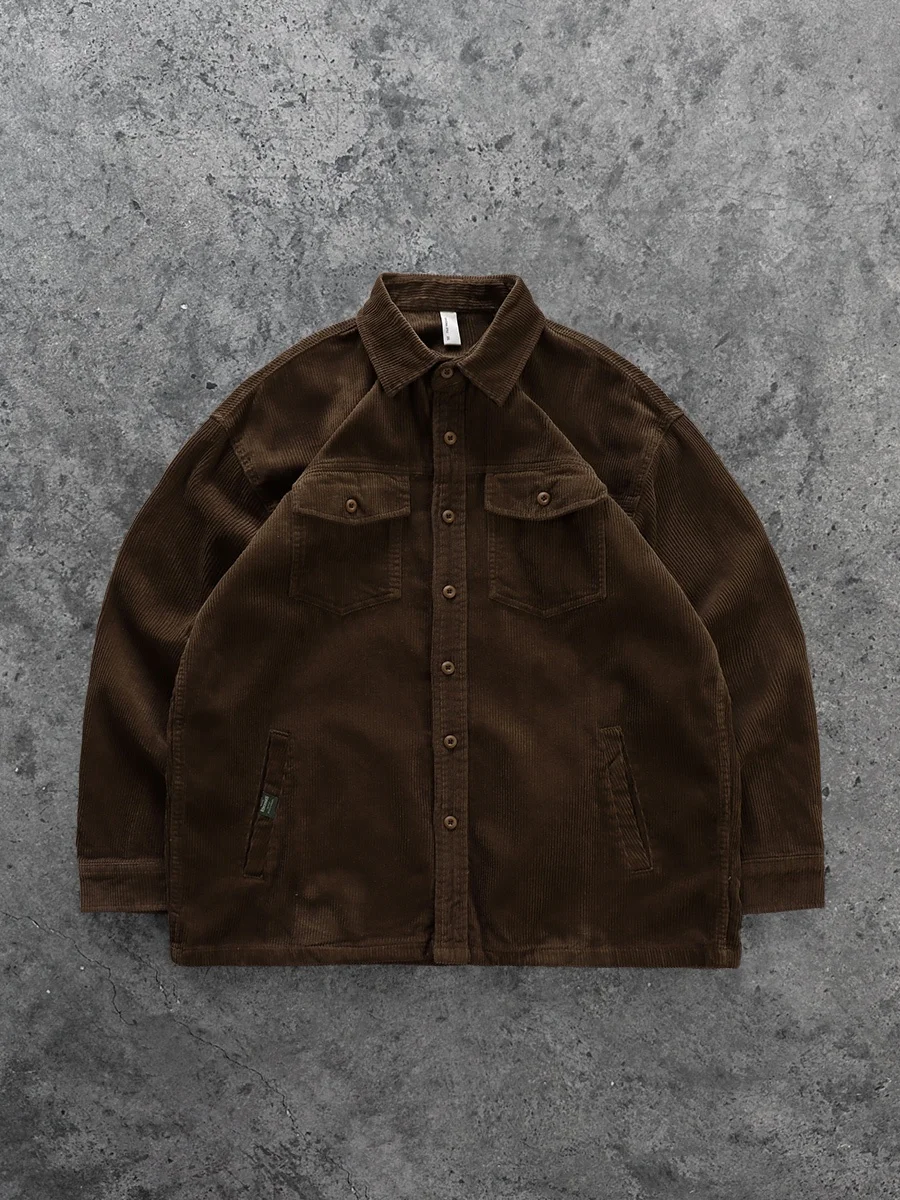 

Loose Fit Corduroy irt Men's Spring Autumn Faionable Casual Long Sve American Retro Jaet Superdayplus Youth