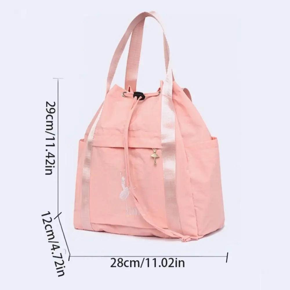 Portable Waterproof Ballet Dance Bag Portable Zipper Nylon Shoulder Bag Oxford Cloth Large Capacity Drawstring Backpack Hiking