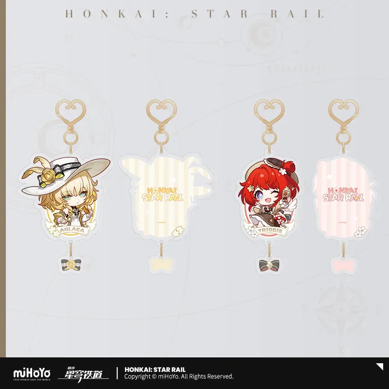 ของแท้ miHoYo เกม Honkai Star Rail ซีรีส์การเดินทางด้วยรถไฟ พวงกุญแจอะคริลิคแบบ Q-version ตัวละคร Aglaea Tribios ของสะสมคอสเพลย์ ของขวัญคริสต์มาส