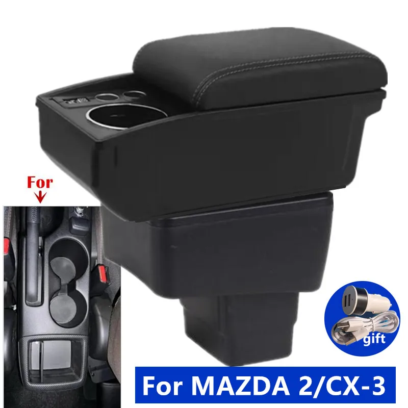 

Комплект для модернизации подлокотника MAZDA CX-3 с ящиком для хранения USB и подстаканником для Mazda 2 Skyactiv версии cx3, автомобильные аксессуары