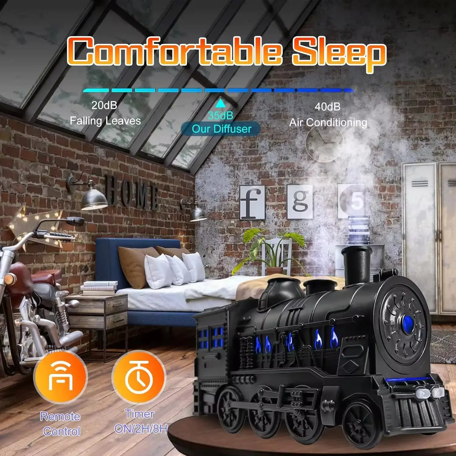 موزع زيت أساسي صغير على شكل قطار مع ضوء ، مرطب هواء ضباب بارد ، ناشر علاج بالروائح العطرية للمنزل ، المكتب ، غرفة النوم ، جديد #1