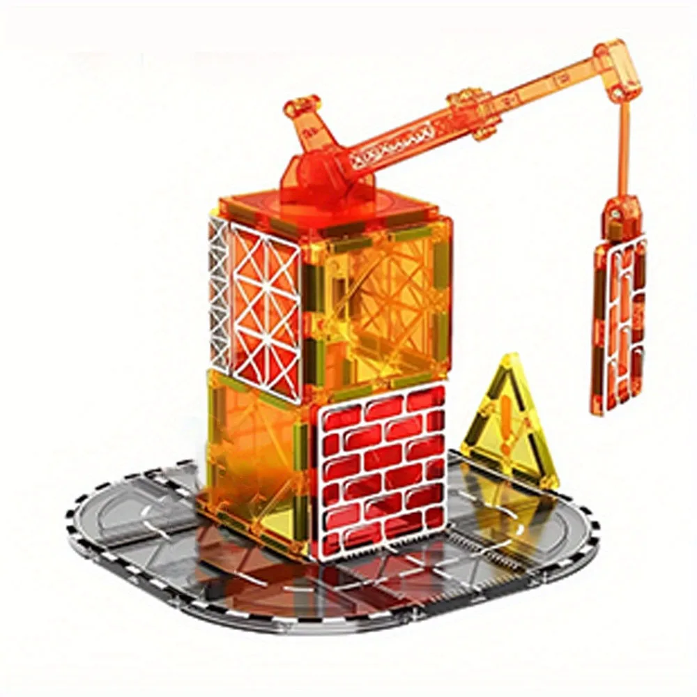 ชุดตัวต่อแม่เหล็กแบบ MOC รูปเครนหลากสี สำหรับตกแต่งห้องนั่งเล่น ของขวัญวันเกิดสุดสร้างสรรค์