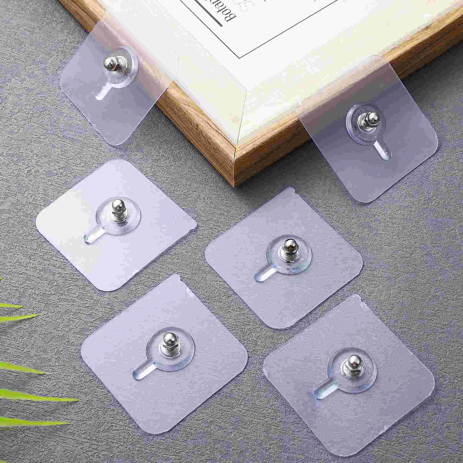 

12 Pcs Screw Hook Seamless Hooks Wall Sticky Self Adhesive Clear Hanging for Acrylic Child