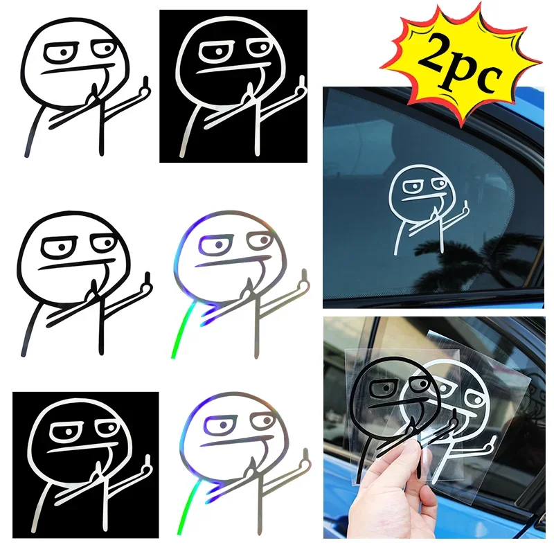 2pcs Creative Funny Middle Finger Styling Car Stickers Popular Windshield Door Trunk Sticker Car Accessories Exterior 10.5x12cm