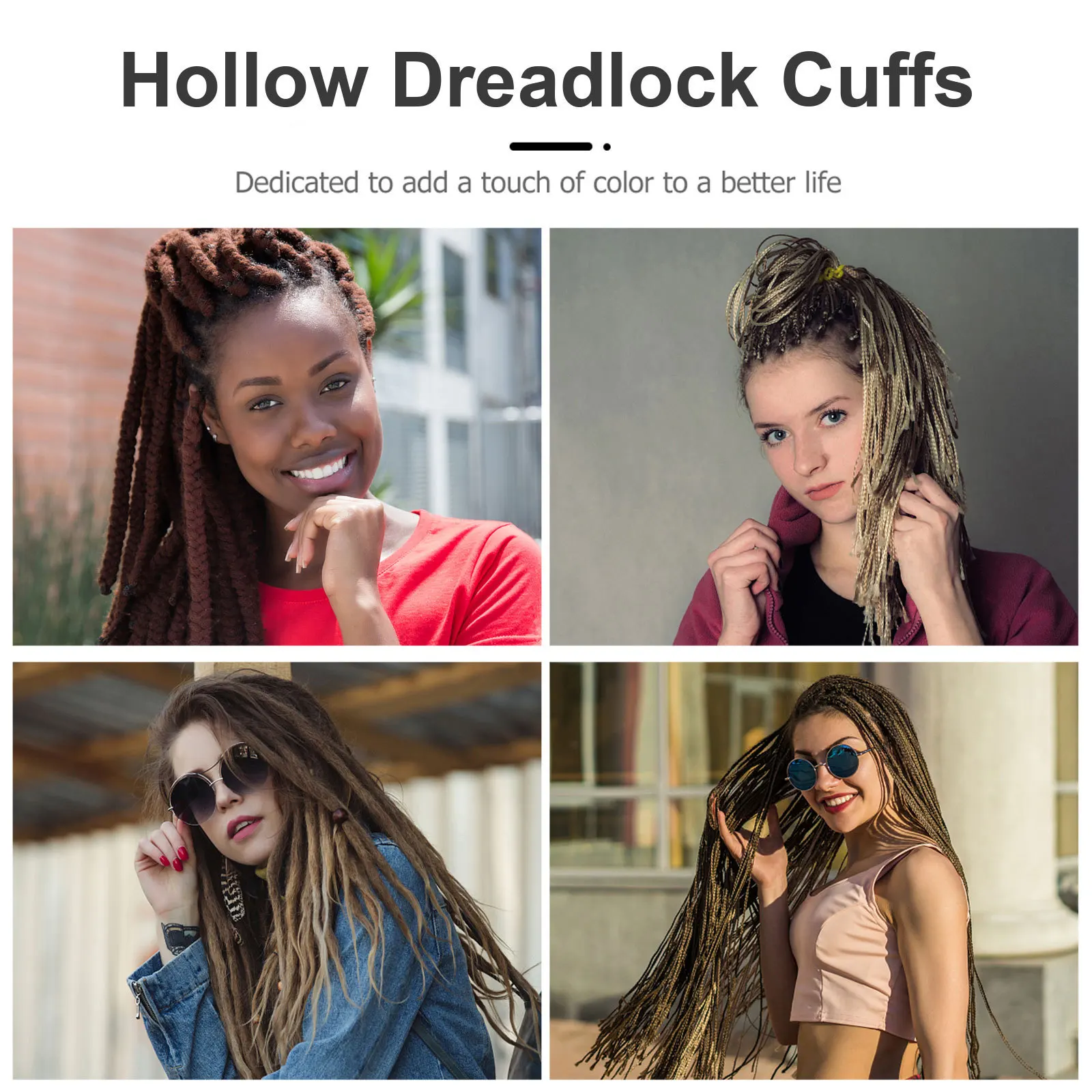 

80Pcs Braiding Hair Accessories Metal Cuffs for Braids Alloy Braid Beads Dreadlock Charms Jewelry for Women Decor