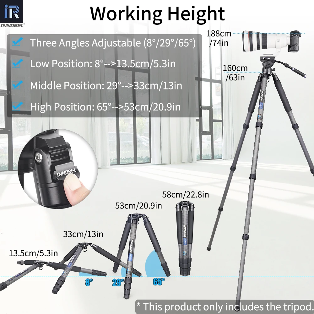 INNOREL NT404C Professional Heavy Camera Tripod 40mm Tube 30kg Maxload Bowl Tripod Super Stable Top Bird Watching Camera Bracket