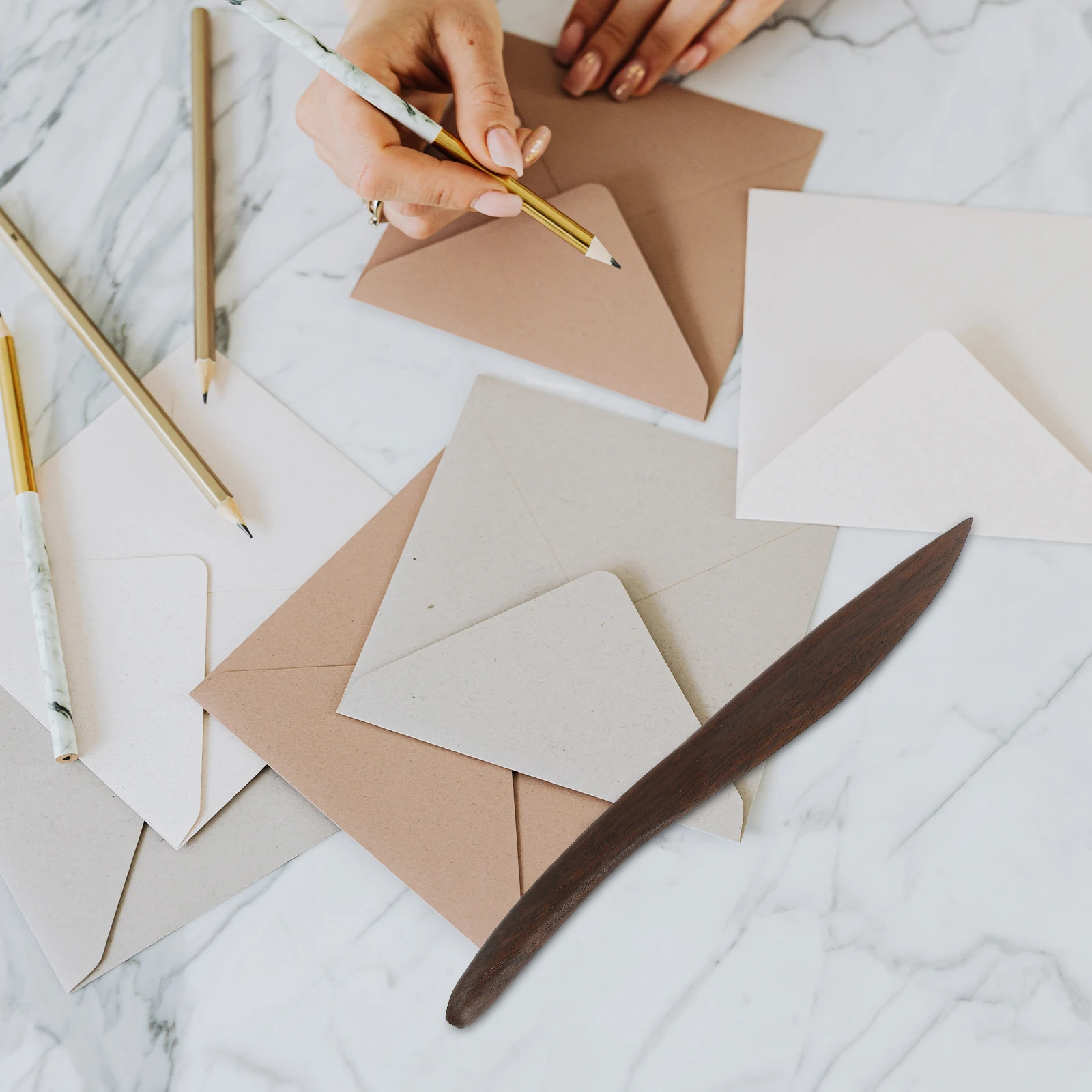 Abridor de cartas de madeira de ébano elegante, multifuncional, cortador de papel, resistente ao desgaste, leve, portátil para escritório, casa, escola