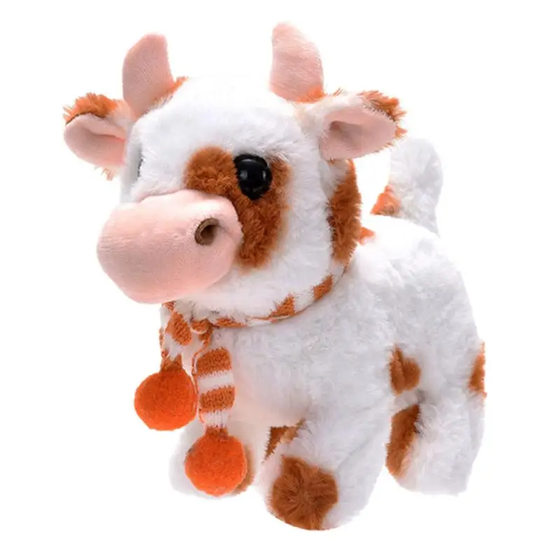 Stuffed Cow Plush Moo Nodding Head Electric Cow Battery Operated Cattle Toy With Sounds Learning And Educational Toy Interactive