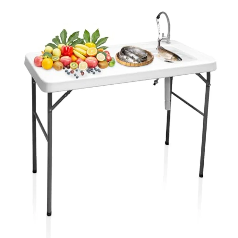 

Portable Fish Cleaning Table with Sink Portable Outdoor Camping Sink Station for Picnic BBQ RV Beach Patio Picnic